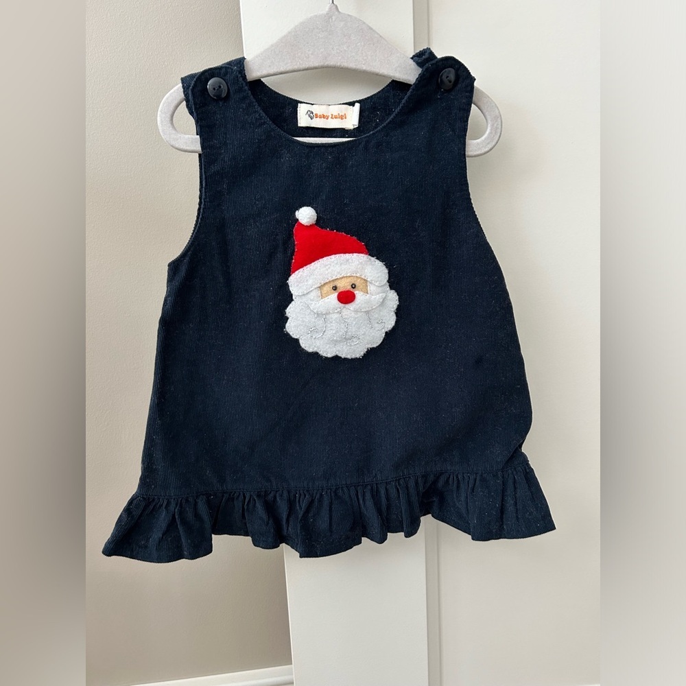 Baby Luigi Baby Girl Navy Corduroy Santa Jumper Size 3 Mos.